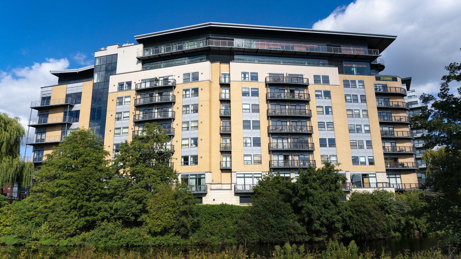 Riverside West seen from the far bank of the River Aire, Leeds